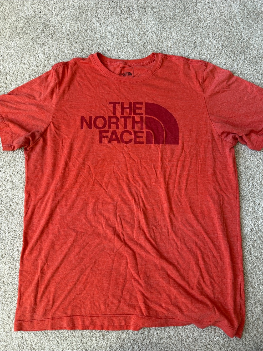 The North Face Men’s Orange Red Logo Short Sleeve Tee (XL)